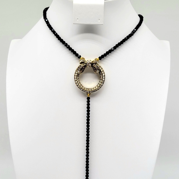 Heidi Daus Extra Long Swarovski Crystal Wreath Lariat with Faceted Beads and Bow - Picture 6 of 13